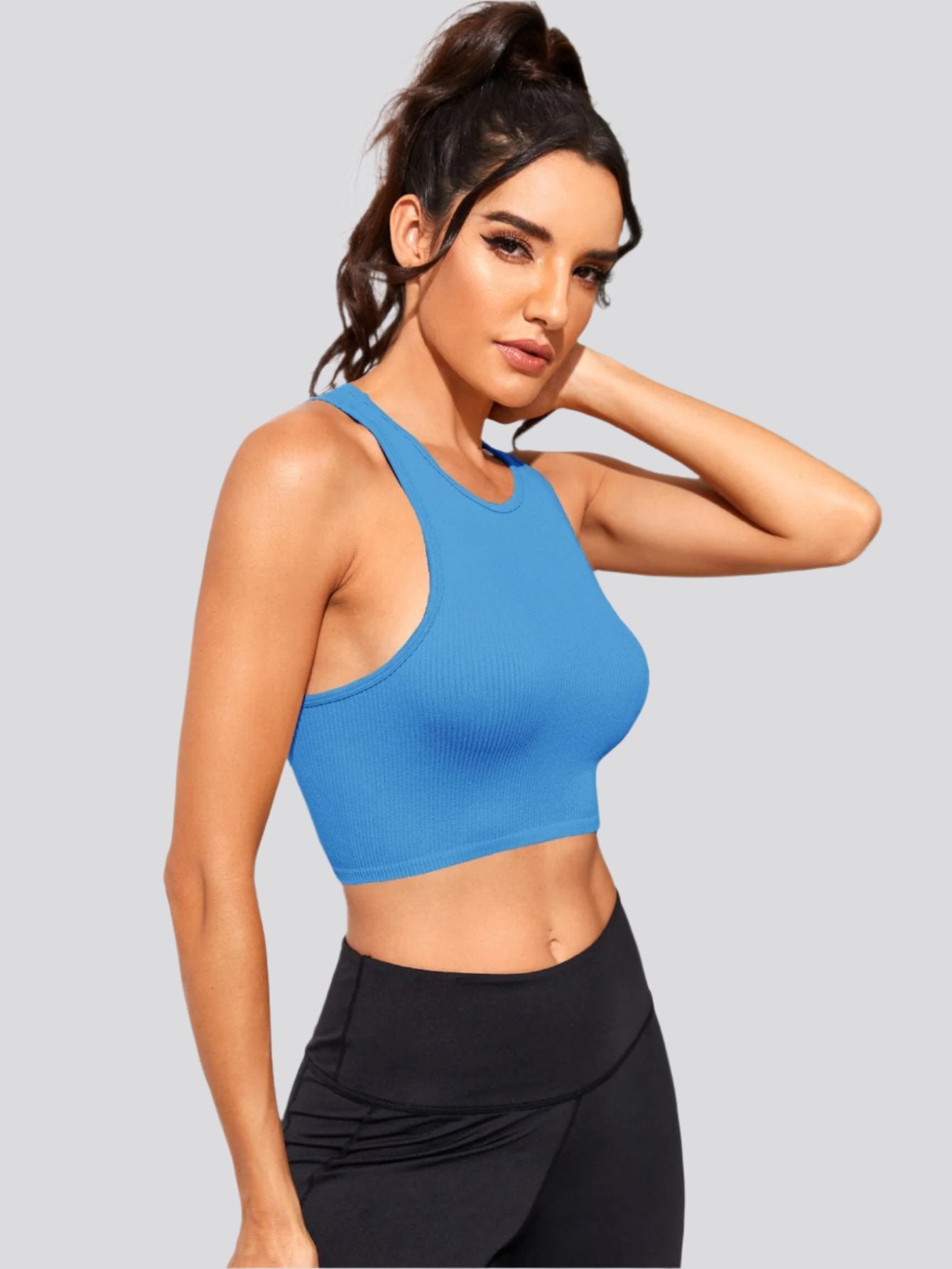 Cropped Round Neck Sports Tank Top