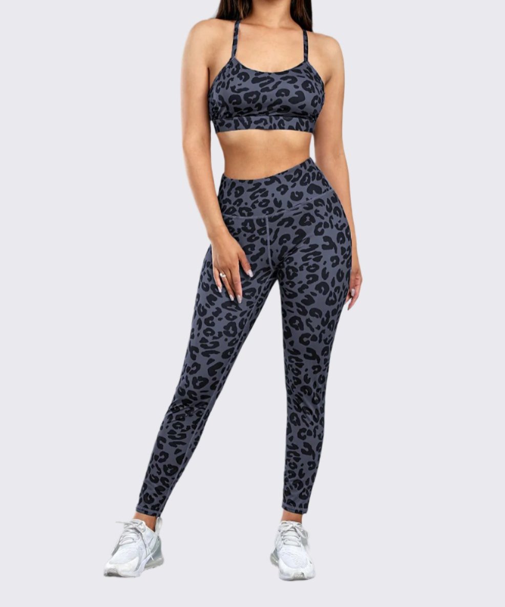 Leopard Cutout Sports Bra and Leggings Set