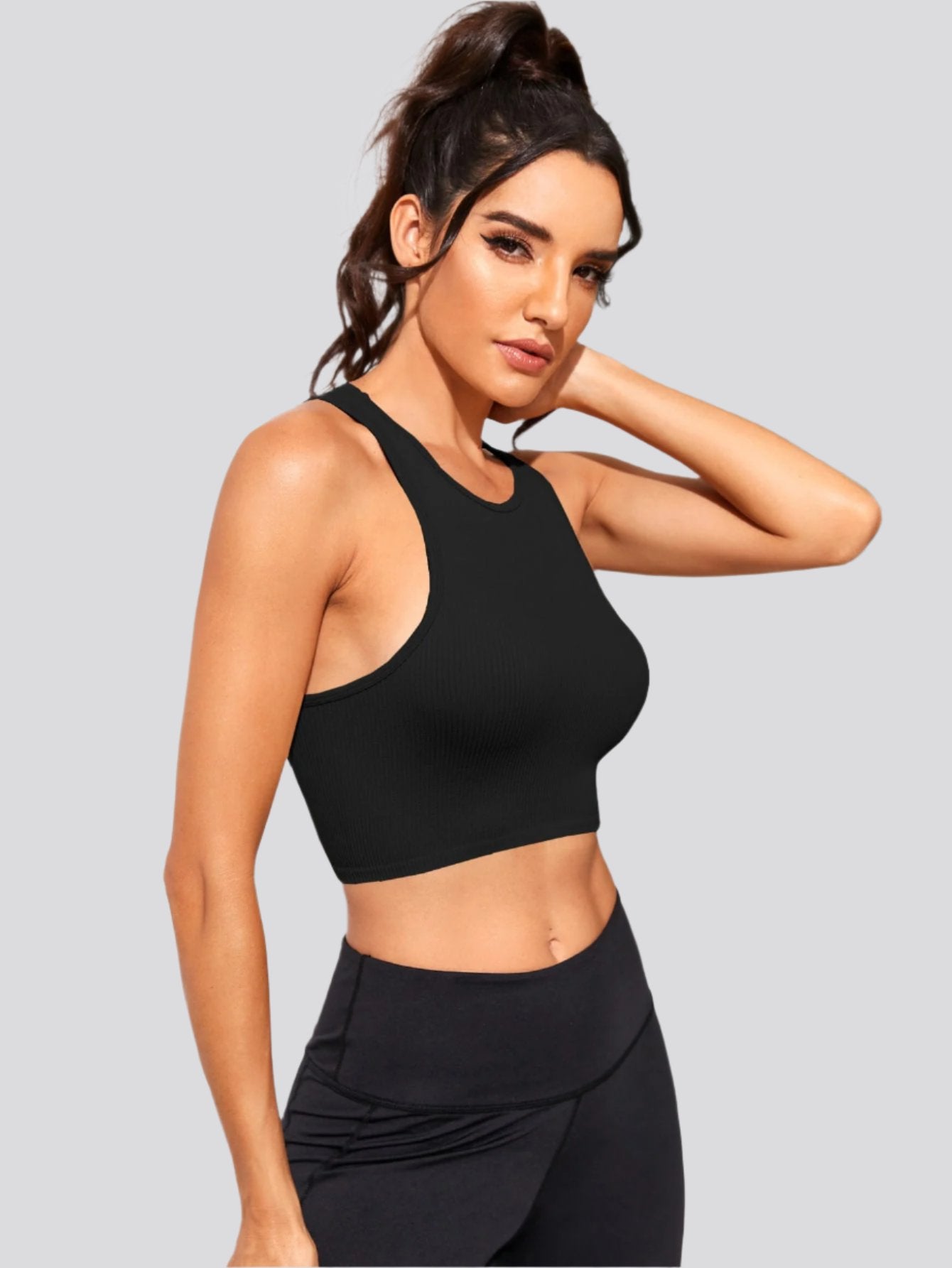 Cropped Round Neck Sports Tank Top