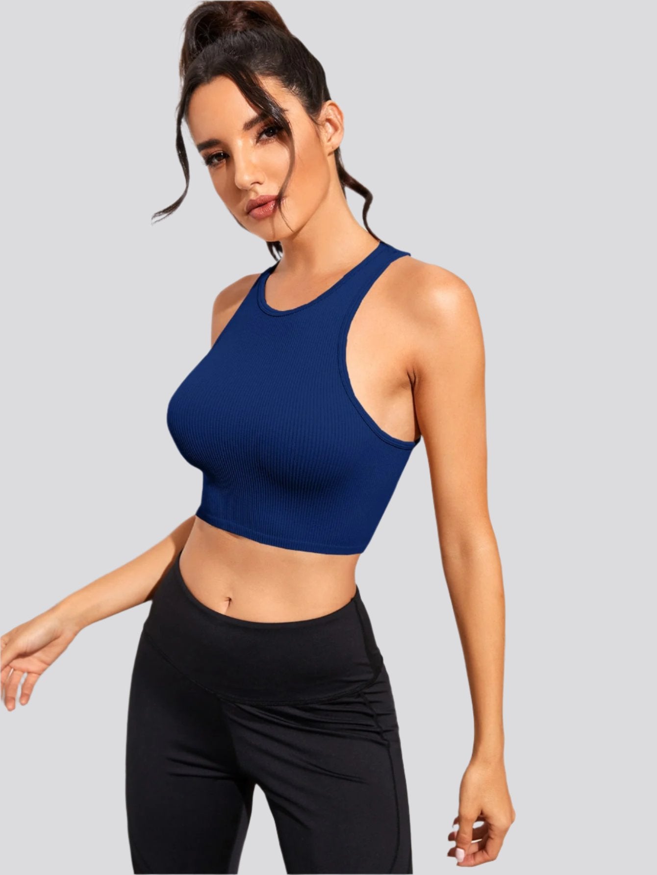 Cropped Round Neck Sports Tank Top