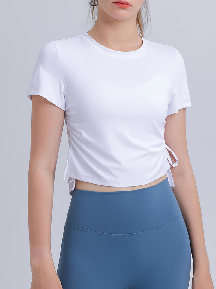 Round Neck Short Sleeve Active Top