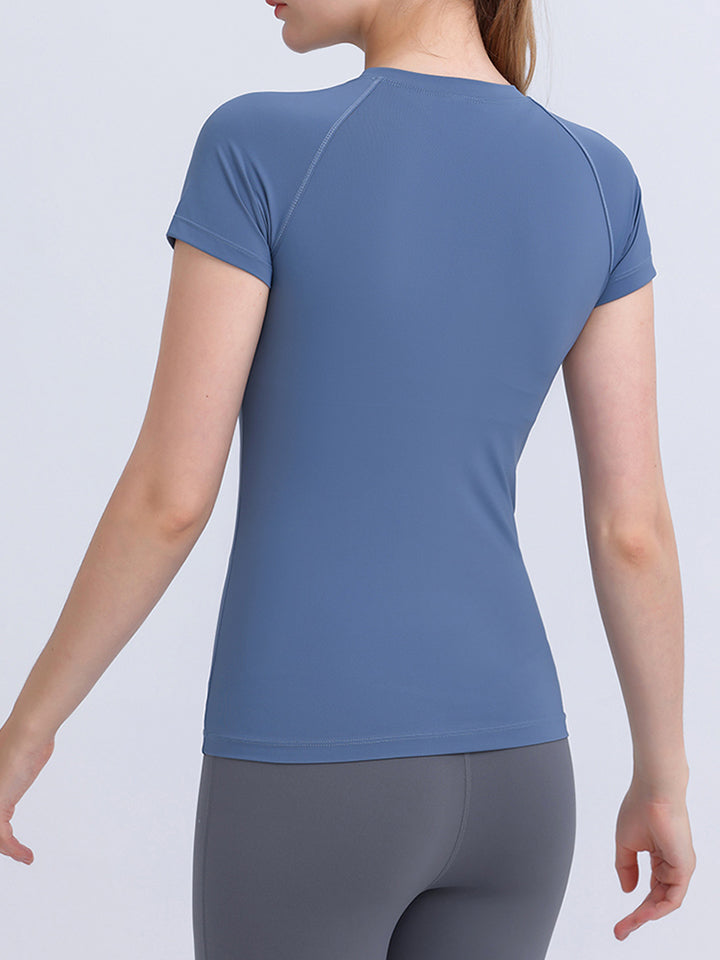 Round Neck Short Sleeve Active Top